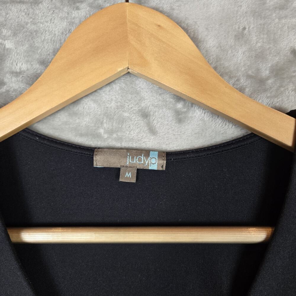 Judy P Black V-Neck 3/4 Sleeve Top Microfiber Lycra Layering Basics Size M - Picture 6 of 8